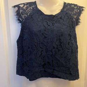 Navy blue lace crop top
